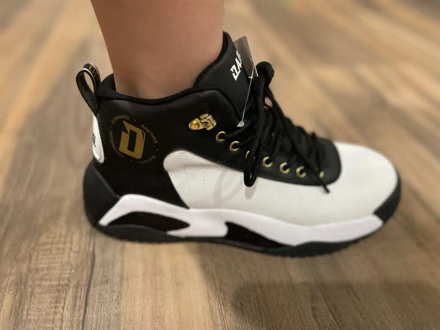 outside view gold D.A.N.G. Apparel shoes
